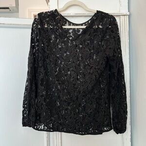 Michael Kors black lace long sleeve top